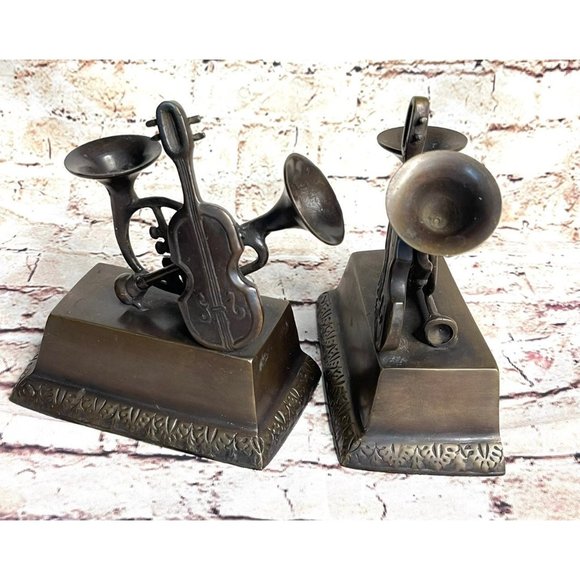 Vintage Castilian Imports Musical Instruments Bookends - Picture 6 of 11